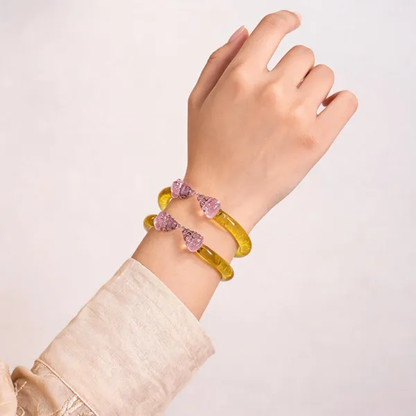 Yellow_Resin_Floral_Accent_Bangles_For_Women_Pack_Of_2