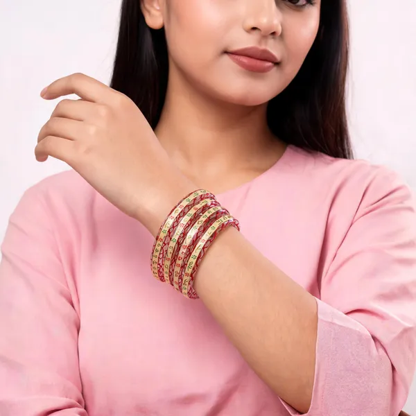 Gold_Toned_Floral_Bangle_Set_For_Women_Pack_Of_4