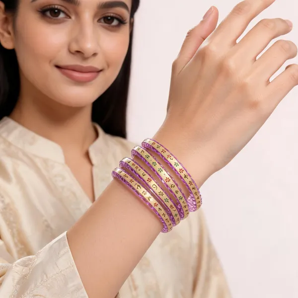 Purple_And_Gold_Floral_Bangles_For_Women_Pack_Of_4