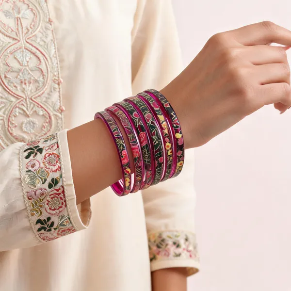 Multicolour_Floral_Design_Bangles_For_Women_Pack_Of_4