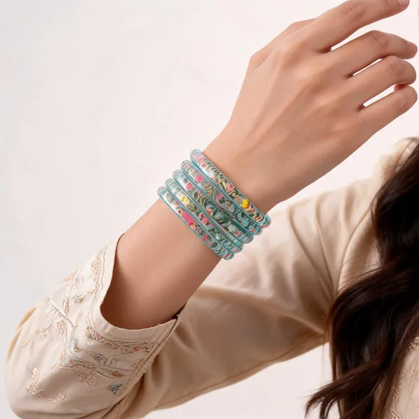 Blue_Floral_Print_Bangles_For_Women_Pack_Of_4