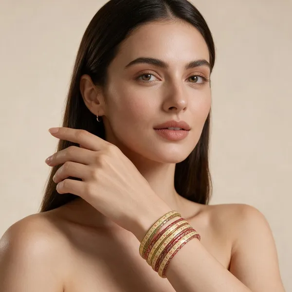 Gold_Tone_Floral_Printed_Bangles_For_Women_Pack_Of_4