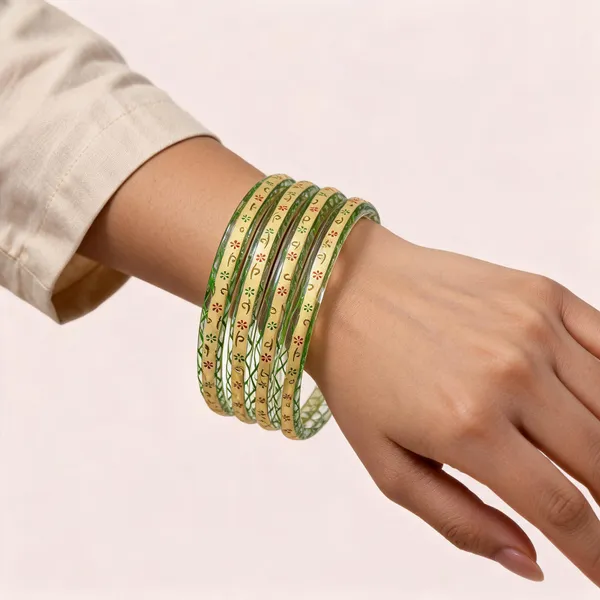 Green_Glass_Floral_Bangle_Set_For_Women_Pack_Of_4