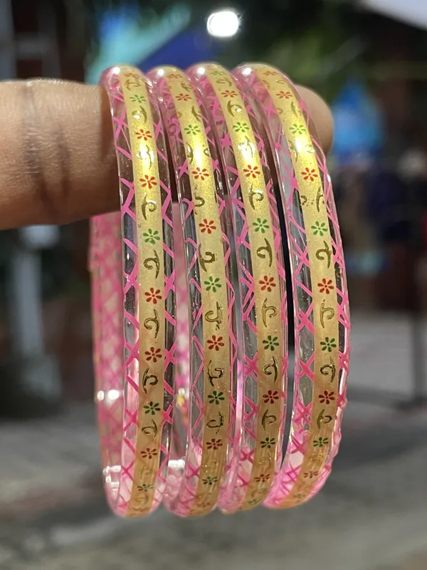 Pink_Floral_Patterned_Bangles_Set_for_Women