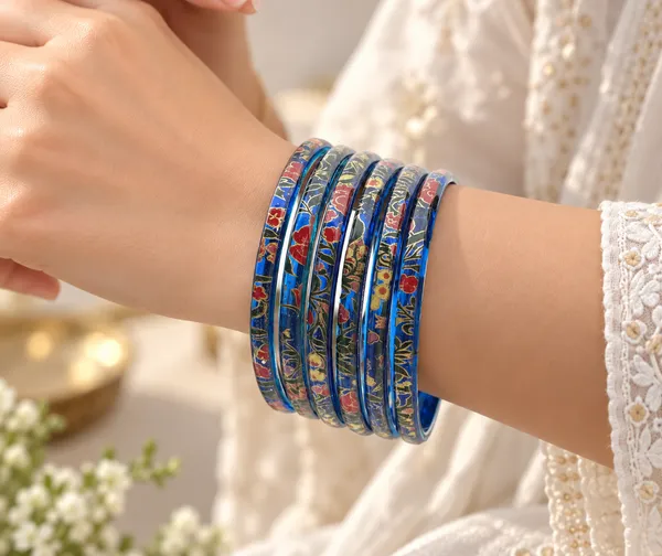 Blue_Floral_Pattern_Bangles_For_Women_Pack_Of_6