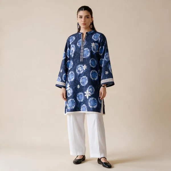 Dark_Blue_Lawn_Shirt_For_Women