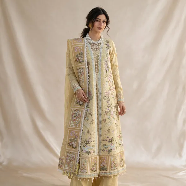 Beige_Organza_Suit_For_Women