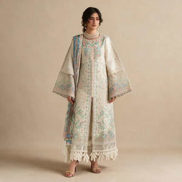 Beige_Organza_Suit_For_Women