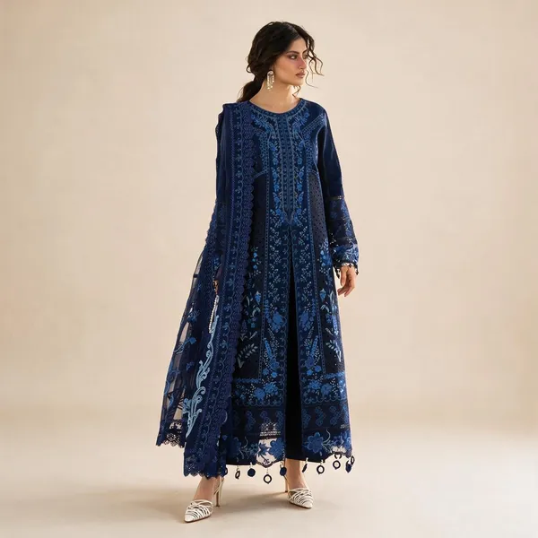Navy_Blue_Organza_Suit_For_Women