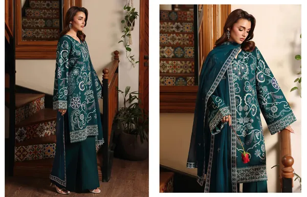 Dark_Green_Lawn_Suit_Set_For_Women