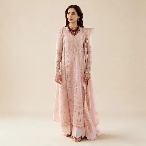 Peach_Lawn_Suit_Set_For_Women