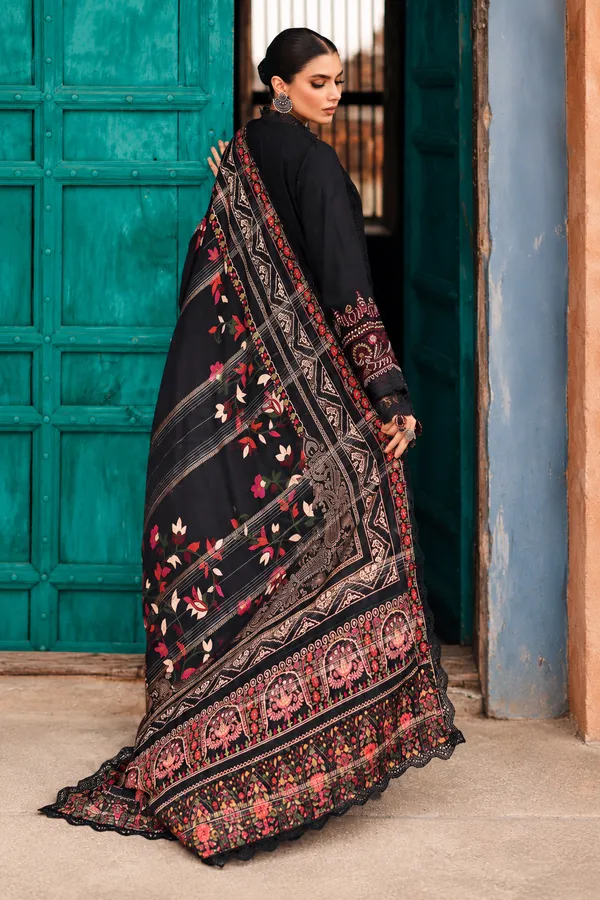 Nureh_Maya_Linen_Black_Embroidered_Linen_Jacquard_Suit_with_Printed_Woolen_Shawl_unstitched