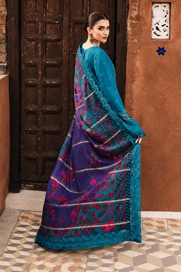 Nureh_Maya_Linen_–_Teal_Embroidered_Linen_Jacquard_Suit_with_Printed_Woolen_Shawl_Unstitched