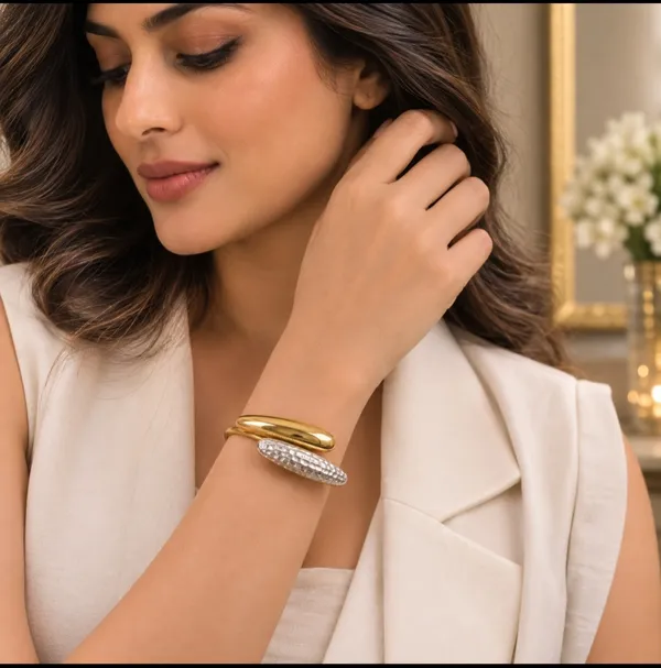 Gold_Silver_Dual_Tone_Alloy_Criss_Cross_Cuff_Bracelet_For_Women