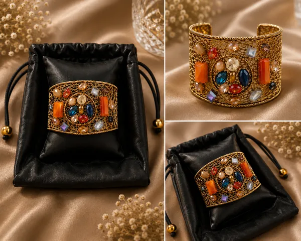 Gold_Multicolor_Alloy_Hand_Woven_Beaded_Open_Cuff_Bracelet_For_Women
