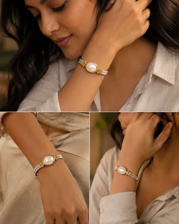 Gold_Silver_Alloy_Dual_Tone_Pearl_Cuff_Bracelet_For_Women
