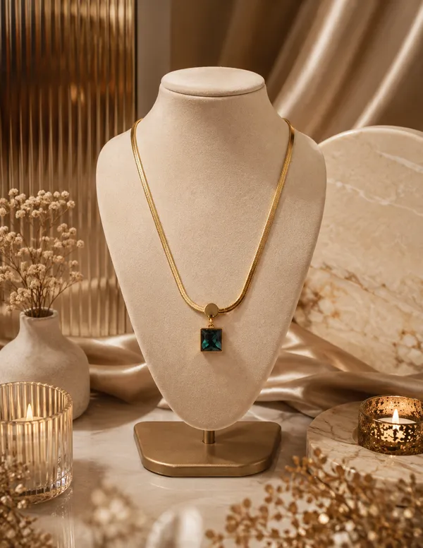 Gold_Green_Alloy_Emerald_Pendant_Necklace_For_Women