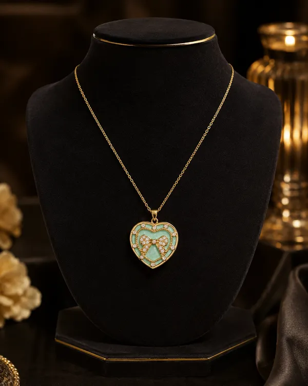 Gold_Teal_Alloy_Heart_Pendant_Necklace_For_Women