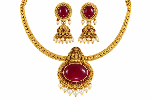 Gold-Finish_Ruby_Red_Stone_Temple_Necklace_Set