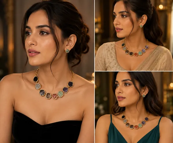 Gold_Multicolor_Alloy_Natural_Stone_Necklace_And_Earrings_Set_For_Women