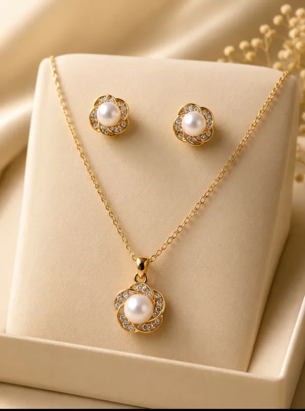 Gold_White_Alloy_American_Diamond_Floral_Necklace_Earrings_Set_For_Women