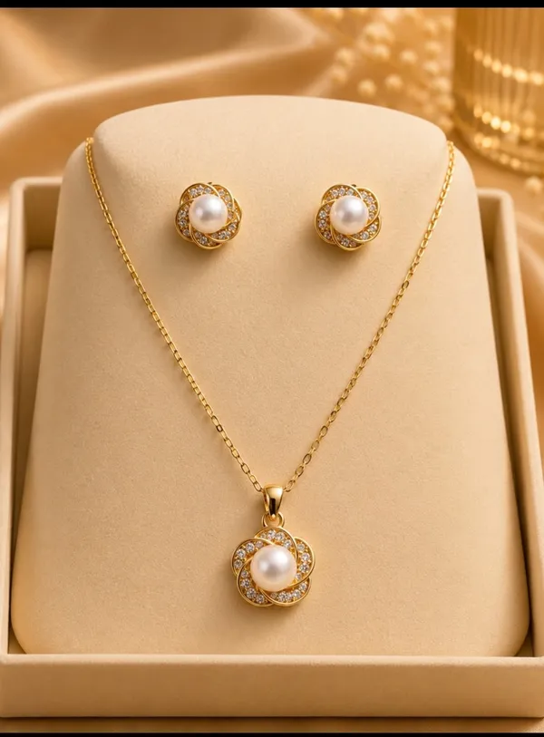 Gold_White_Alloy_American_Diamond_Floral_Necklace_Earrings_Set_For_Women