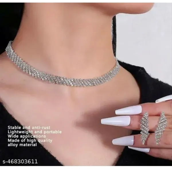 Silver_Tone_Necklace_And_Earrings_Set_for_Women