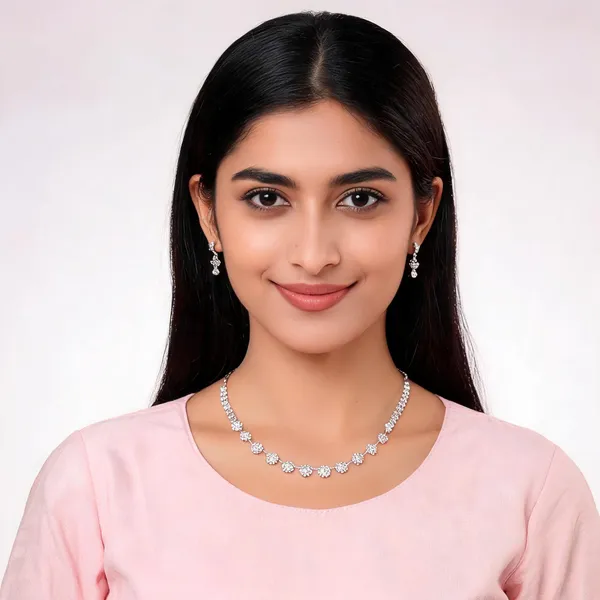 Silver_Tone_Floral_Motif_Necklace_Earrings_Set_For_Women