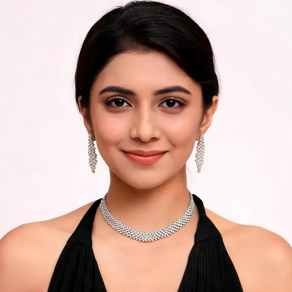 Silver_Tone_Broad_Necklace_And_Earrings_Set_For_Women