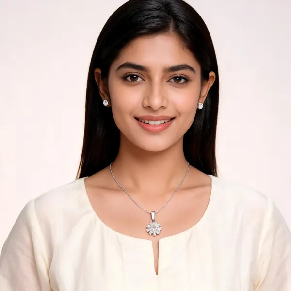 Silver_Tone_Floral_Pendant_Chain_Necklace_Earrings_Set_For_Women