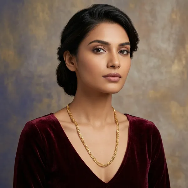 Gold_Tone_Interlocked_Link_Chain_Necklace_For_Women