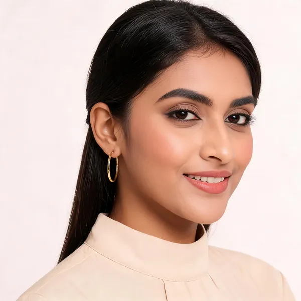 Gold_Tone_Slim_Classic_Hoop_Earrings_For_Women