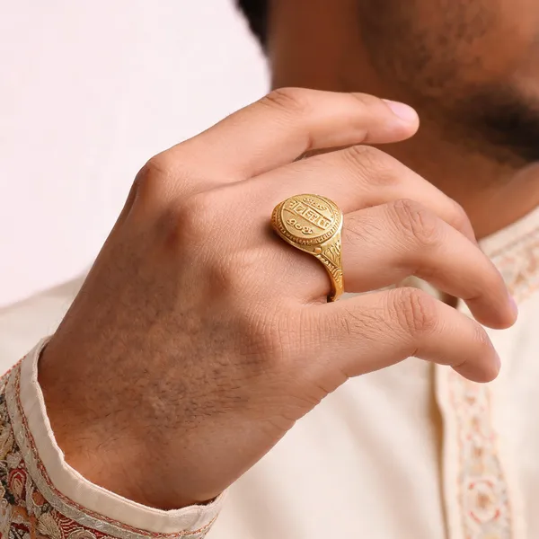 Gold_Tone_Engraved_Script_Signet_Ring_For_Men