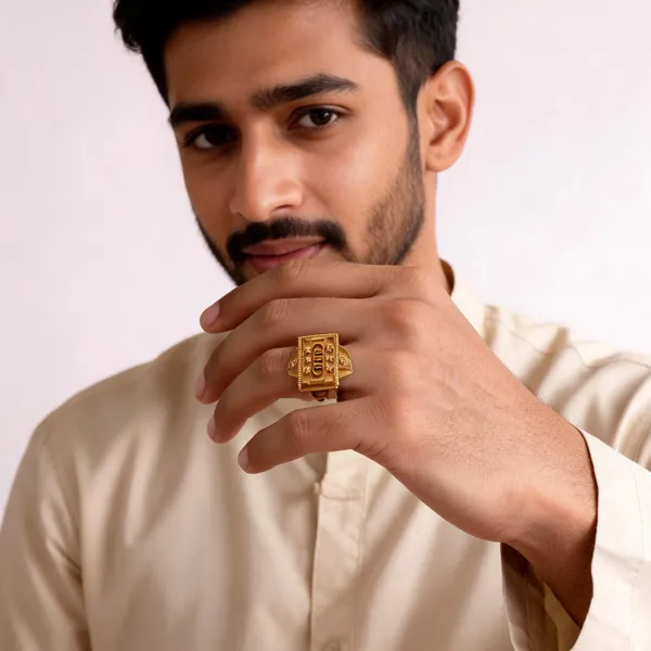Gold_Tone_Ornate_Rectangular_Signet_Ring_For_Men