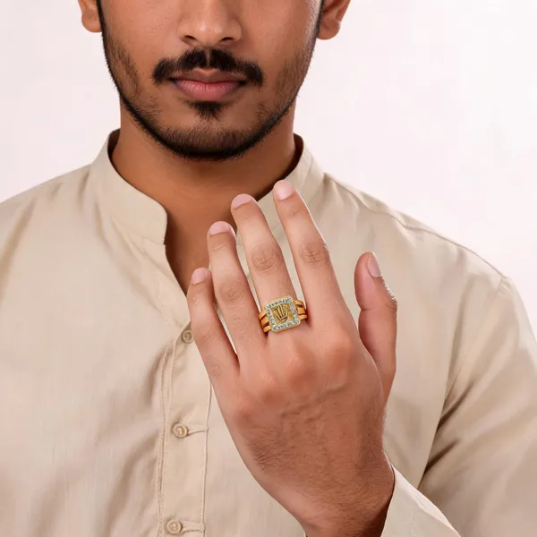 Gold_Tone_Square_Embellished_Signet_Ring_For_Men