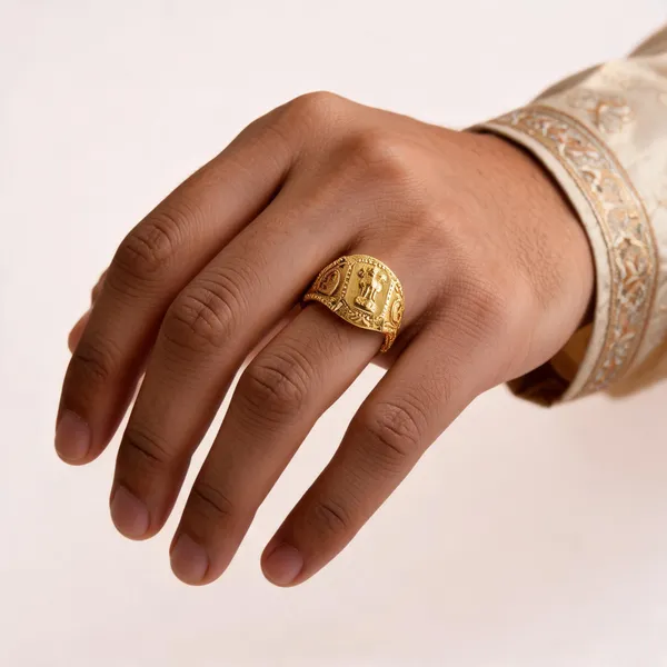 Gold_Tone_Deity_Motif_Embossed_Ring_For_Men