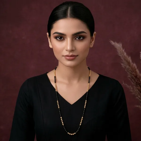Black_Gold_Tone_Beaded_Long_Necklace_For_Women