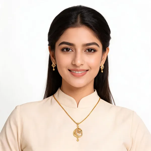 Gold_Tone_Openwork_Pendant_Necklace_Earrings_Set_For_Women