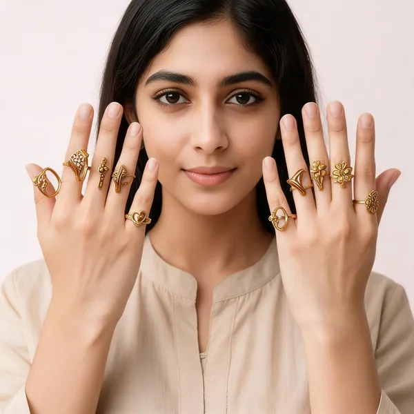 Gold_Tone_Floral_Geometric_Multi_Design_Ring_Set_For_Women
