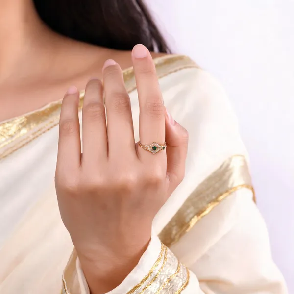 Gold_Tone_Green_Marquise_Stone_Studded_Ring_For_Women