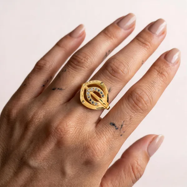 Gold_Plated_Leaf_Motif_Stone_Accent_Ring_For_Women