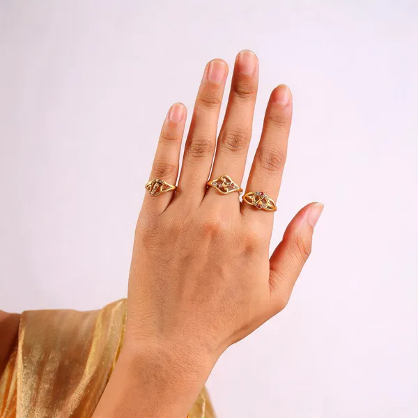 Gold_Tone_Openwork_Intertwined_Ring_Set_For_Women