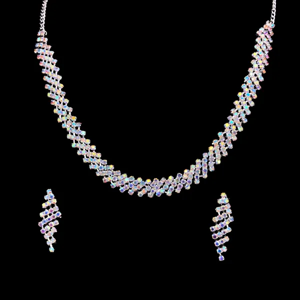 Silver_Tone_Necklace_And_Earrings_Set_for_Women