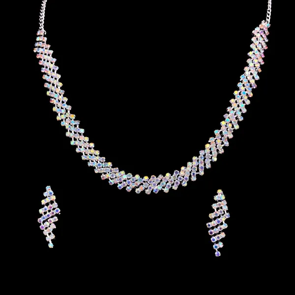 Silver_Tone_Necklace_And_Earrings_Set_for_Women