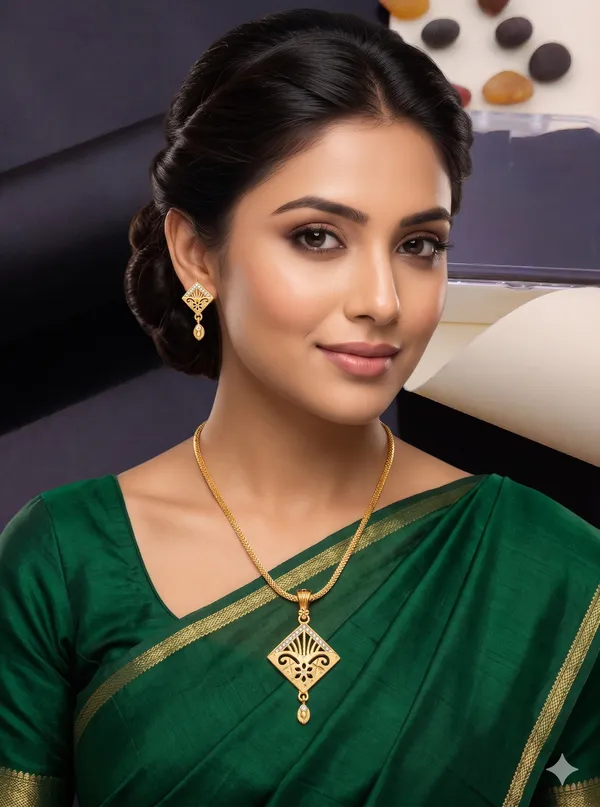 Gold_Tone_Geometric_Necklace_And_Earrings_Set_for_Women