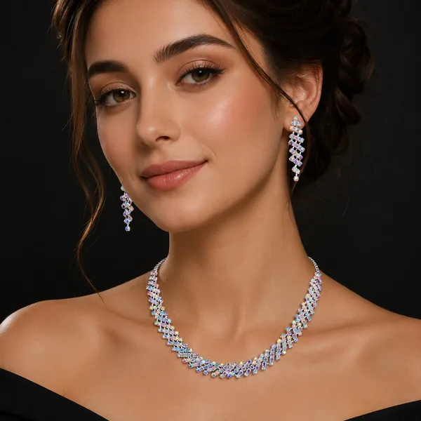 Silver_Tone_Necklace_And_Earrings_Set_for_Women