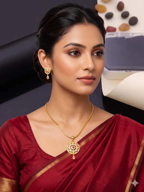 Gold_Tone_Geometric_Necklace_And_Earrings_Set_for_Women