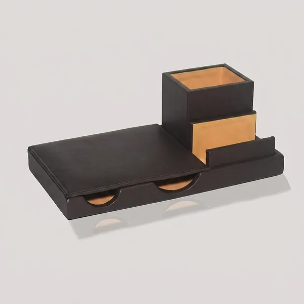 Dark_Brown_Leather_Desk_Organizer_Pen_Holder_For_Office_And_Home
