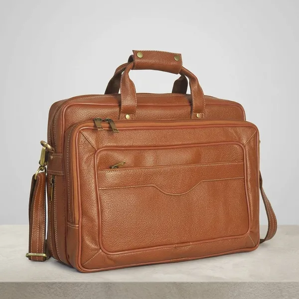 Tan_Leather_Laptop_Messenger_Bag_For_Unisex