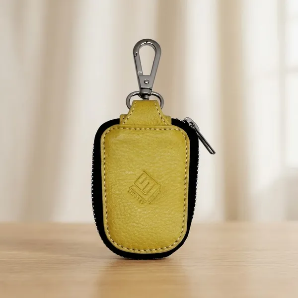 Yellow_Leather_Key_Pouch_For_Key_Organization,_Daily_Carry